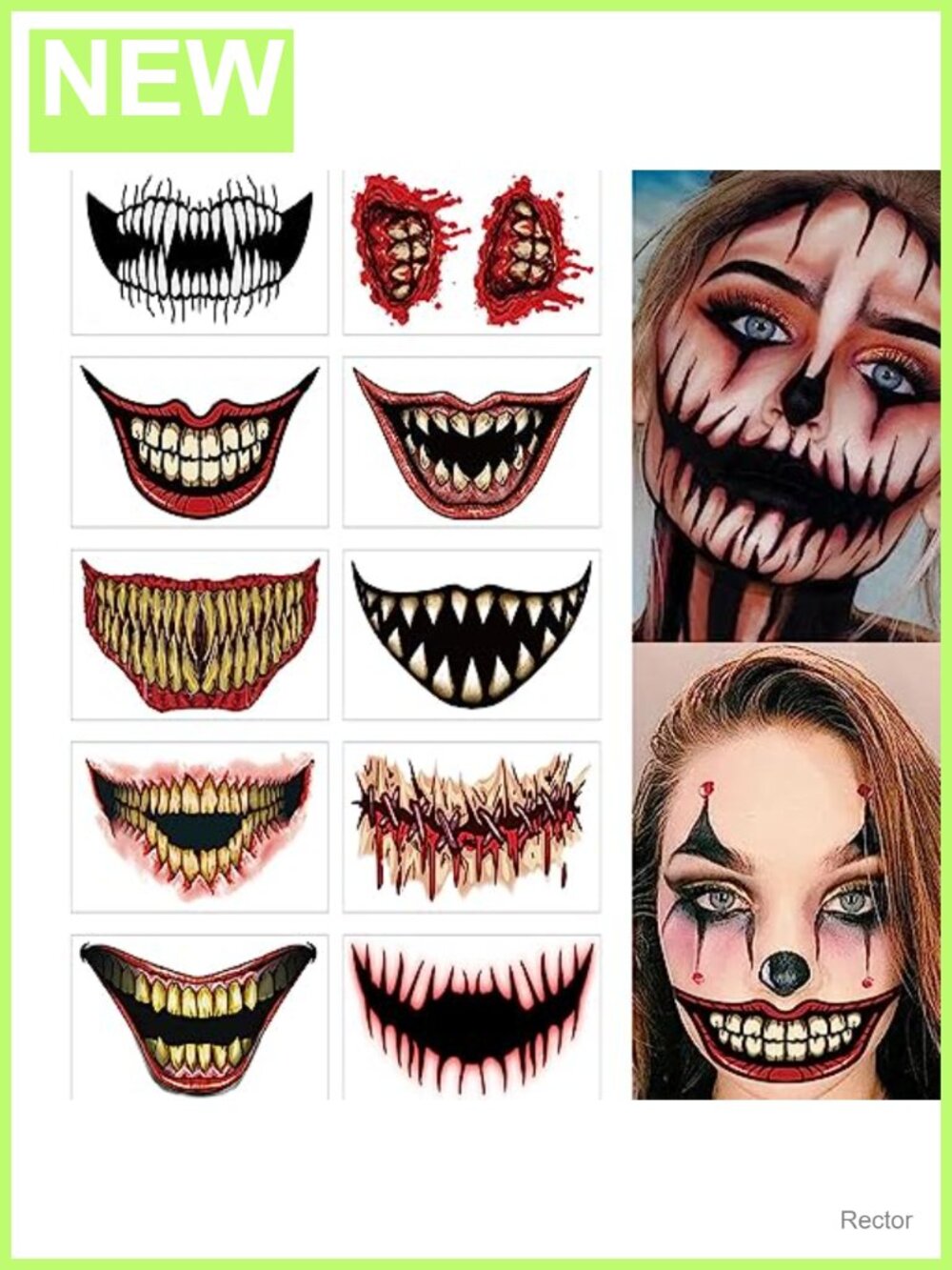 Halloween Horror Mouth Temporary Tattoo Stickers Makeup Costume Accessories